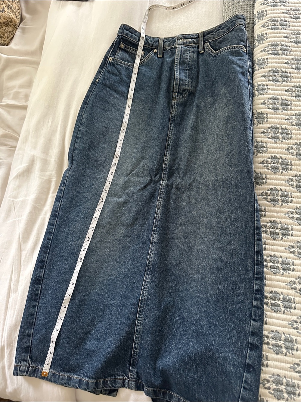 Topshop Dark Blue Denim Maxi Skirt